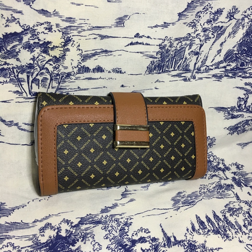 Bosalina Long Brown & Tan Wallet Gold hardware NEW giftable